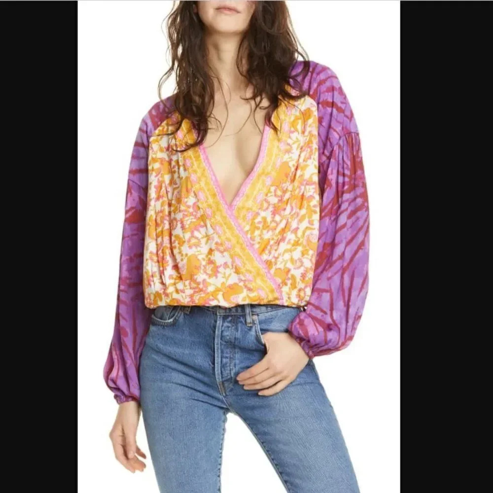 Free People Cruisin Together Mixed-print Cropped Top